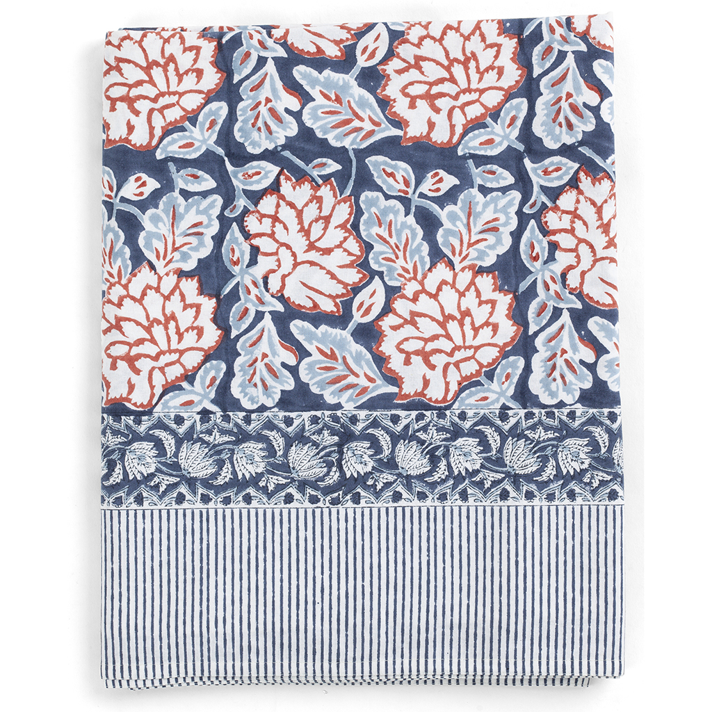 Bomullsduk Dahlia Blue & Red
