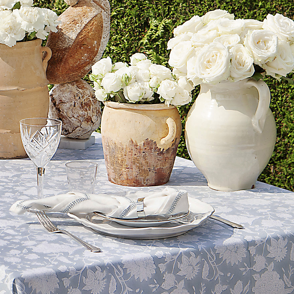 Bomullsduk Indian Rose Dusty Blue - 4