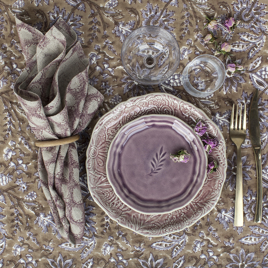 Bomullsduk Indian Summer Beige Lavender - 4