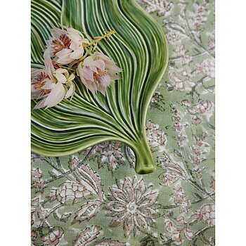Bomullsduk Indian Summer Green Rose