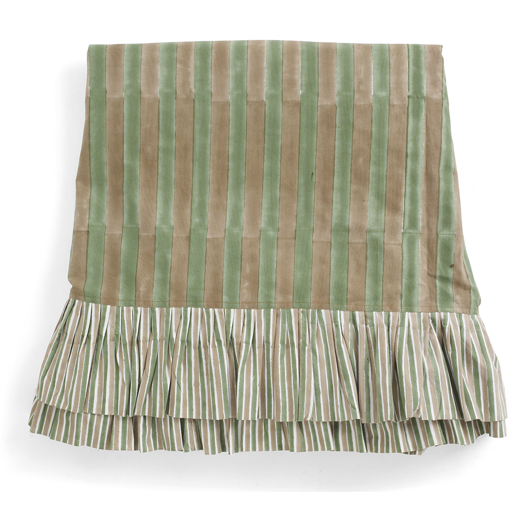 Bomullsduk Jaipur Stripe med volang - Green - 2