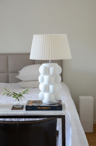 Lampskärm veckad vit i linne