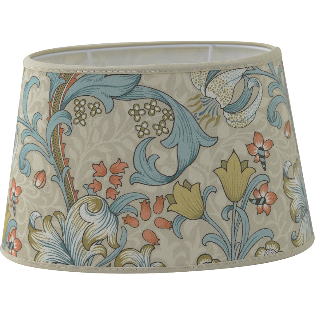 Lampskärm (oval) Golden Lily Linen Teal - William Morris