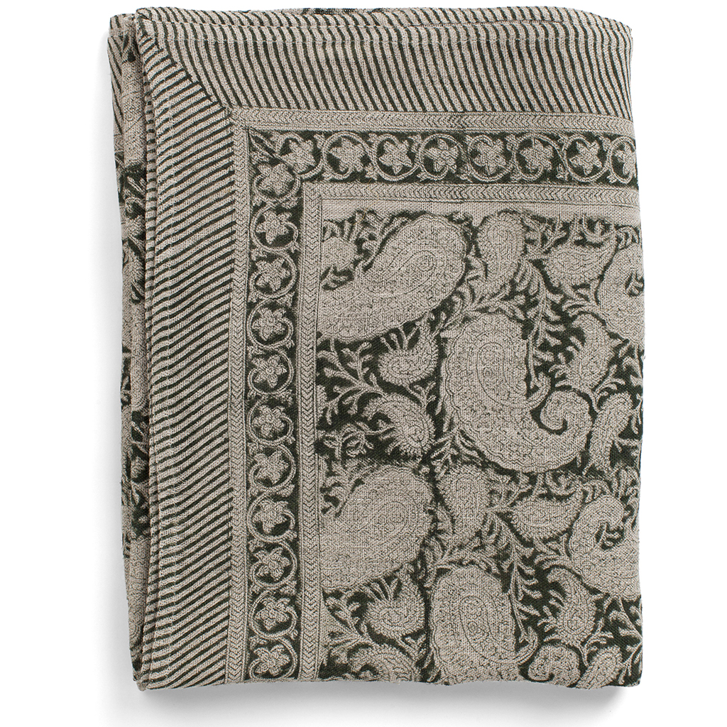Linneduk Big Paisley Charcoal Grey, 3 storlekar