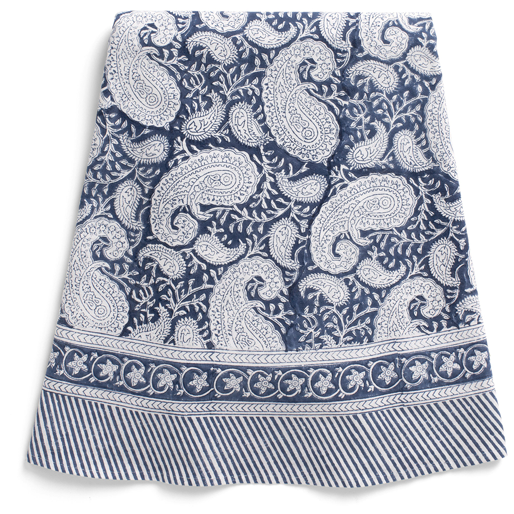 Rund bomullsduk Big Paisley Navy Blue