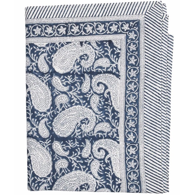 Bomullsduk Big Paisley Navy Blue