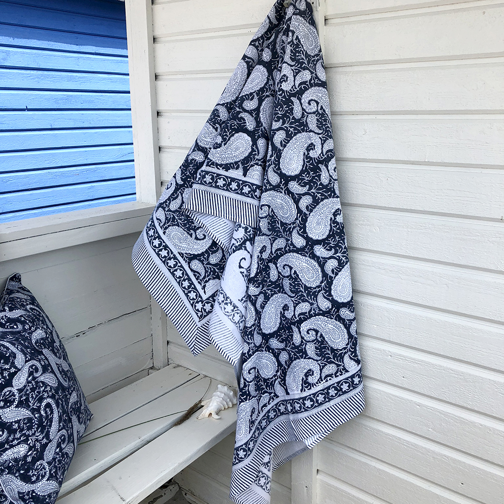 Bomullsduk Big Paisley Navy Blue - 2