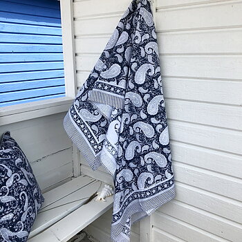Bomullsduk Big Paisley Navy Blue