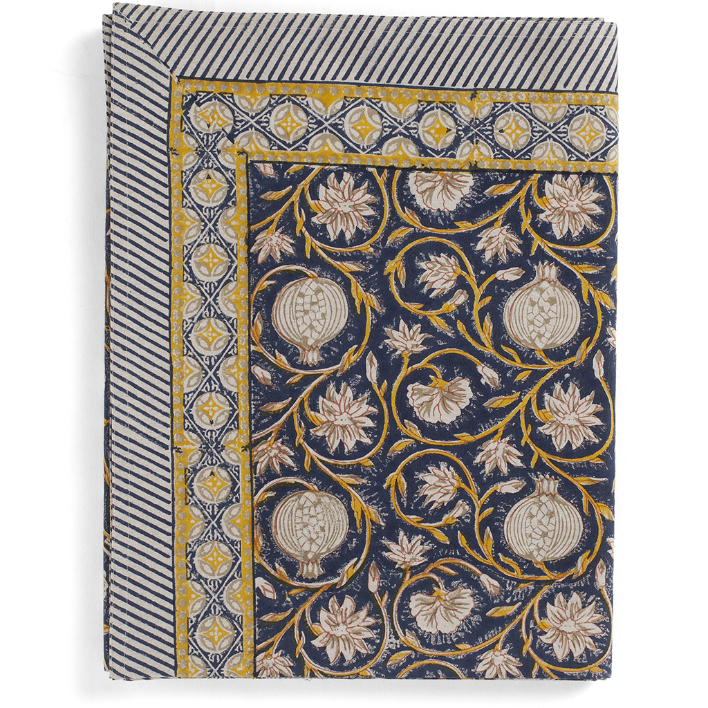 Bomullsduk Tangier Pomegranate Dark Blue / Ochre