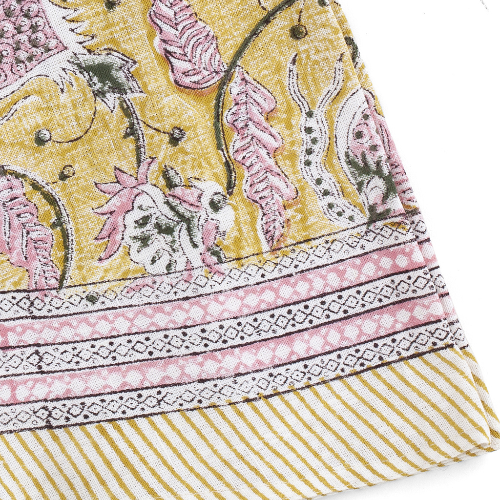 Rund bomullsduk Pomegranate Yellow & Rose - 2