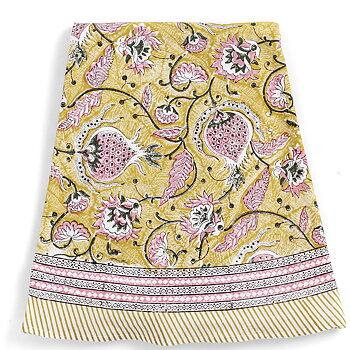 Rund bomullsduk Pomegranate Yellow & Rose