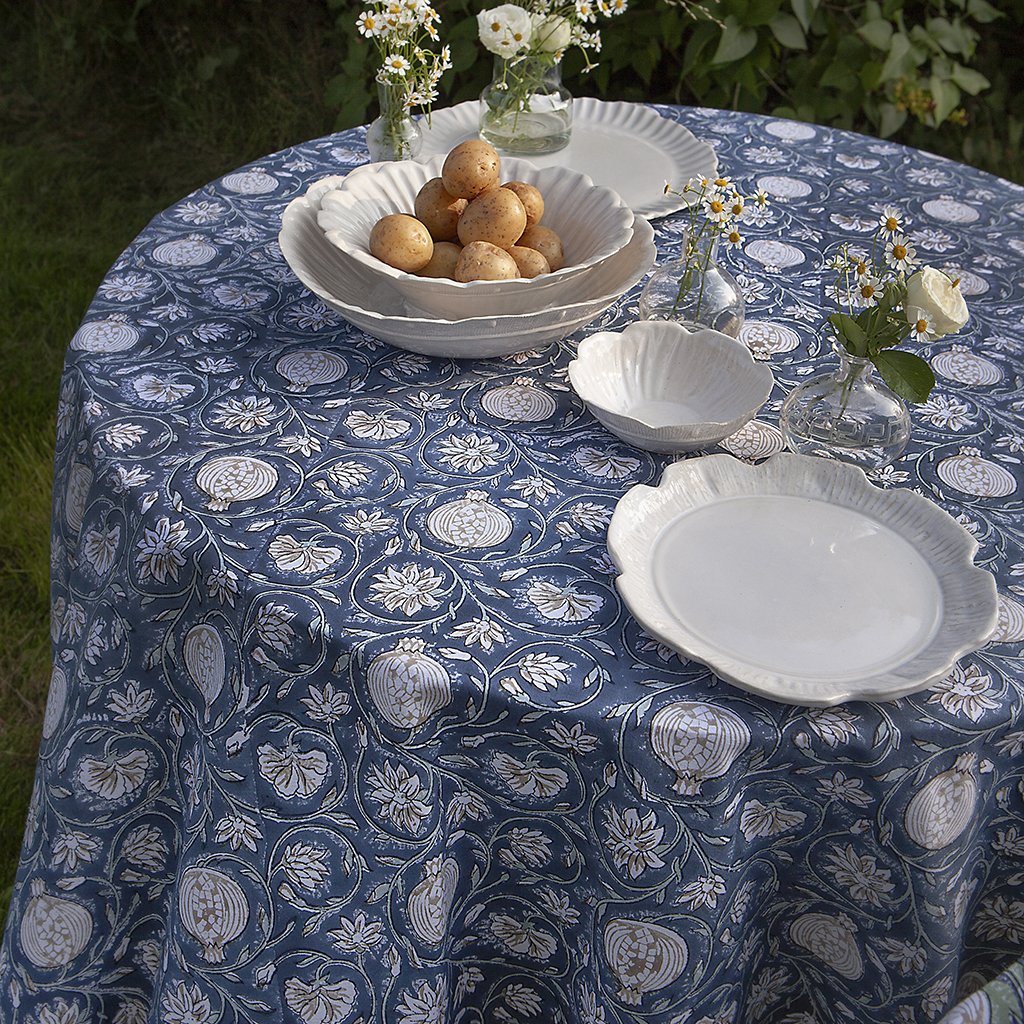 Rund bomullsduk Tangier Pomegranate Blue - 2