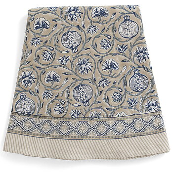 Rund bomullsduk Tangier Pomegranate Beige & Blue Ø220 cm