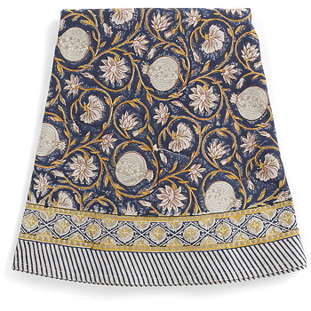 Rund bomullsduk Tangier Pomegranate Dark Blue & Ochre Ø220 cm
