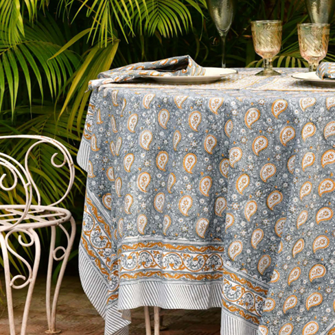 Bomullsduk Botanique Paisley Blue & Ochre 150x230 cm - 2