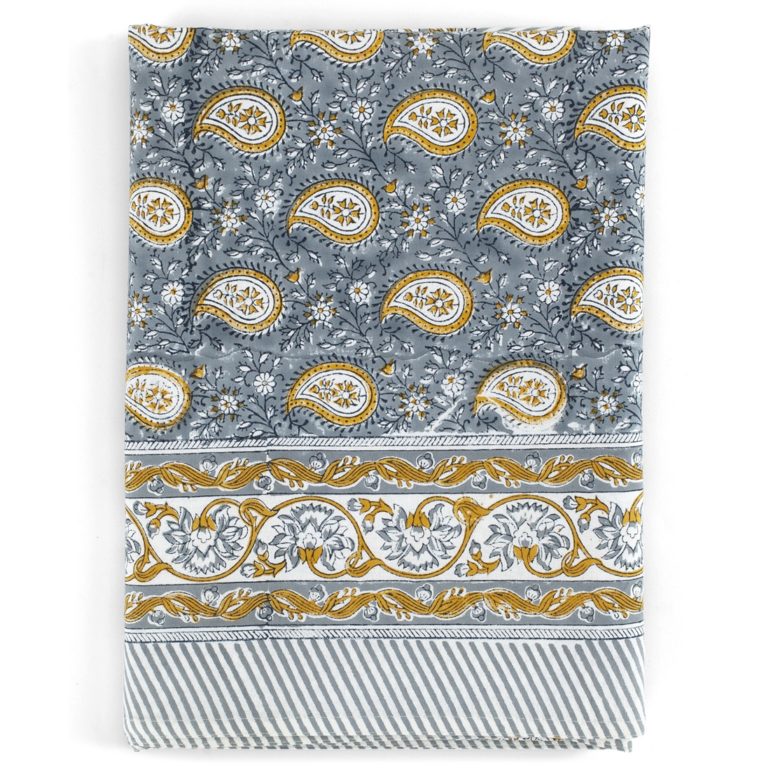 Bomullsduk Botanique Paisley Blue & Ochre 150x230 cm