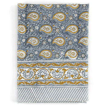 Bomullsduk Botanique Paisley Blue & Ochre 150x230 cm