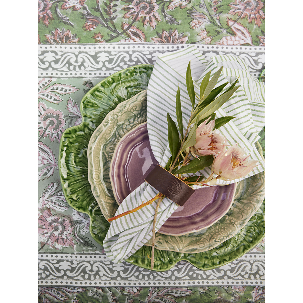 Rund bomullsduk Indian Summer Green Rose - 5