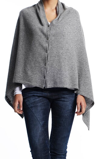 Brilliant Cashmere-  Poncho Grey Melange