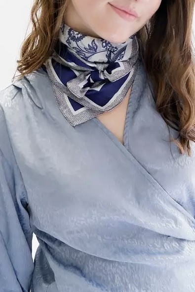Black Colour  - Sheba Mini Scarf Paisley Navy - 2
