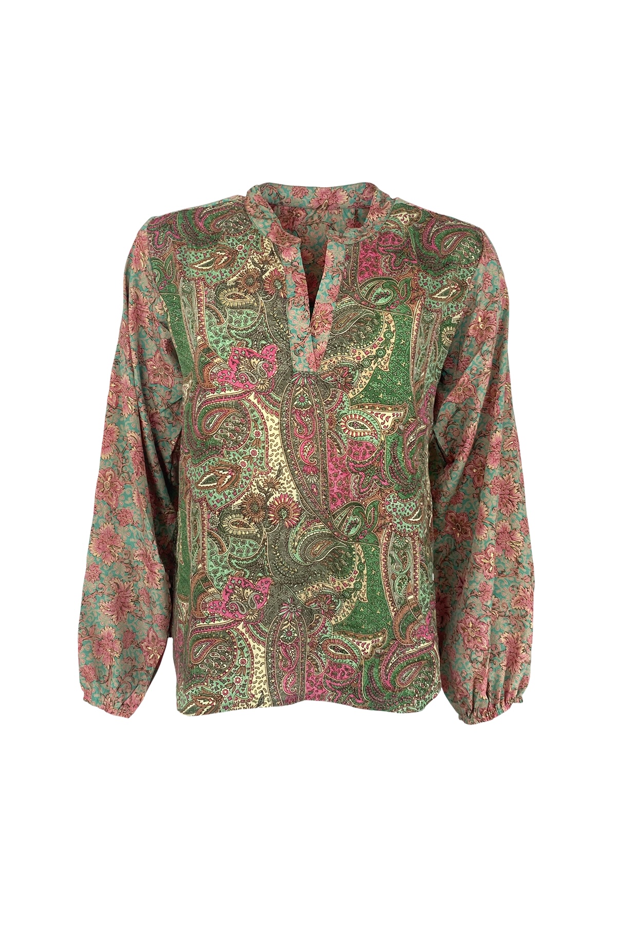 Black Colour -Luna Kaftan Blouse Green Mix - 3