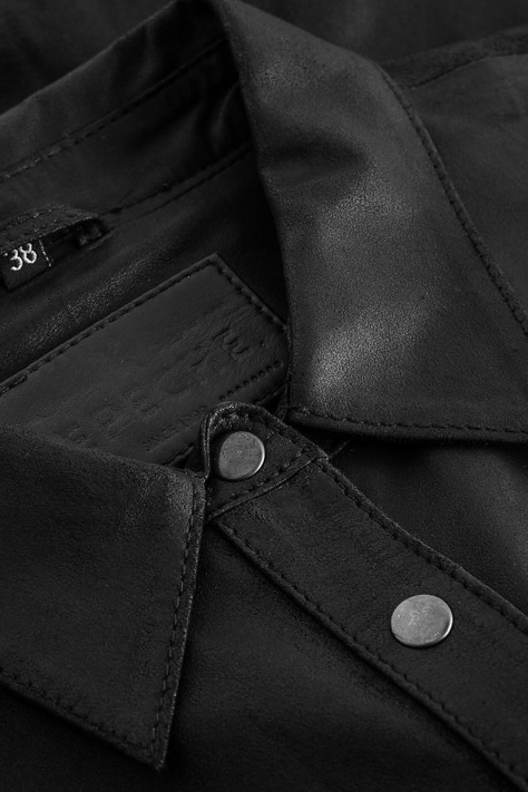 Depeche - Basic Sharon Shirt In Soft Leather Quality Black - 4