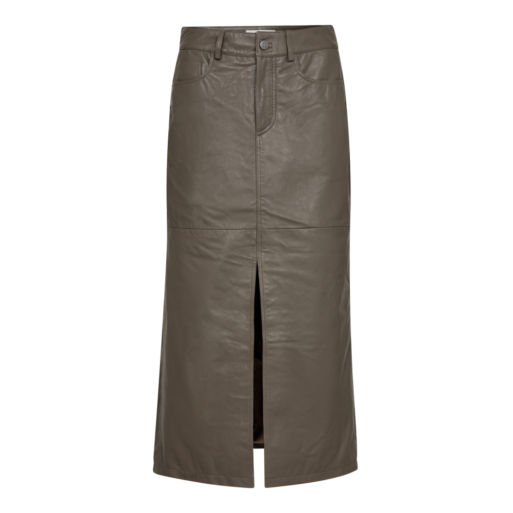 Co´couture - Phebe Leather Slit Skirt Brown - 2