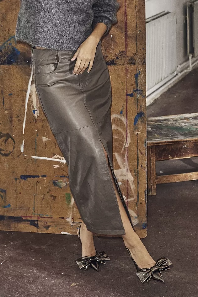 Co´couture - Phebe Leather Slit Skirt Brown - 6