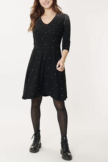 Derhy - Gardenia V-Neck Knitted Dress Black