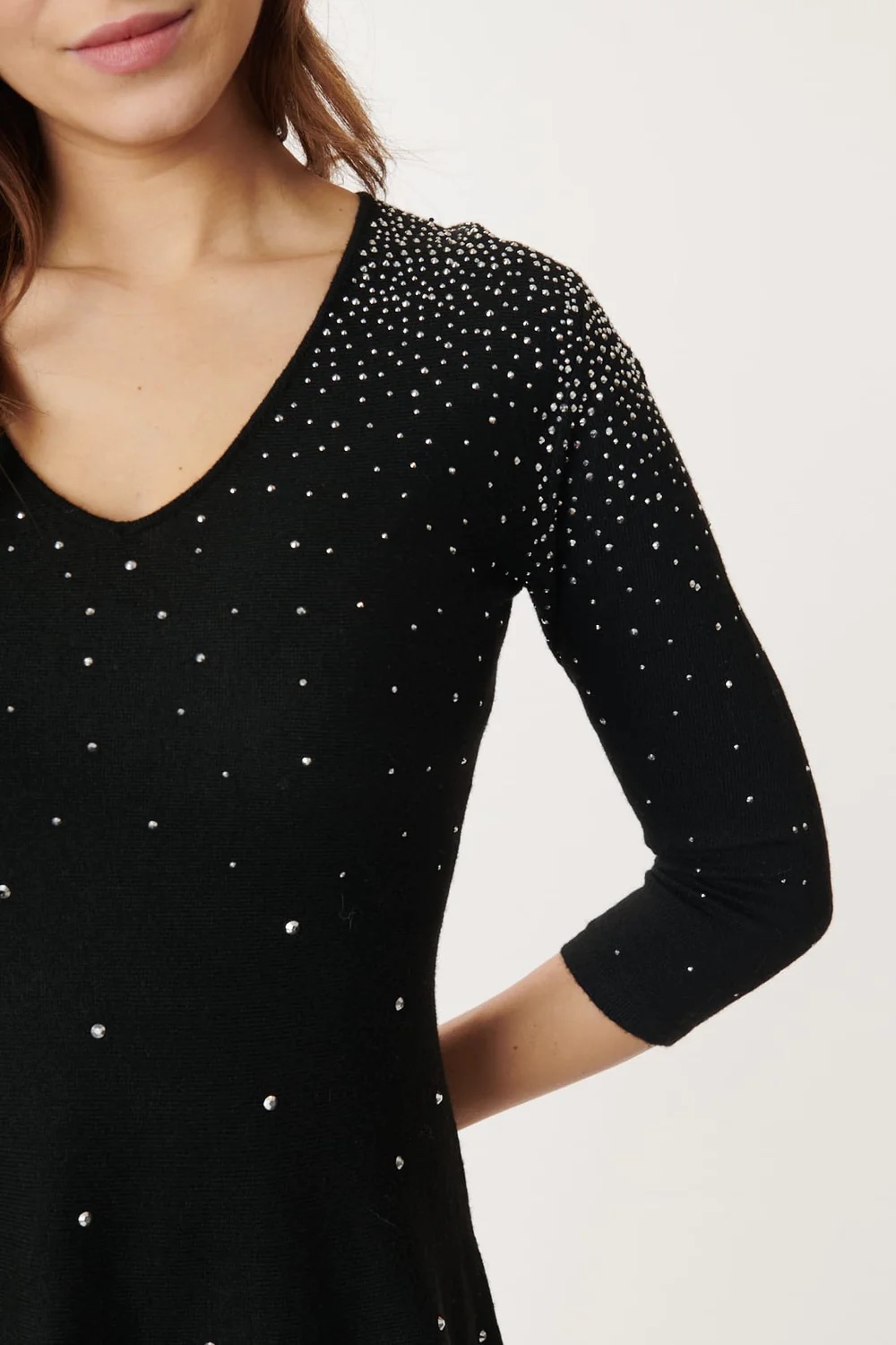 Derhy - Gardenia V-Neck Knitted Dress Black - 4
