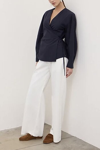 OttodÁme - Cross-Over Poplin Shirt Night