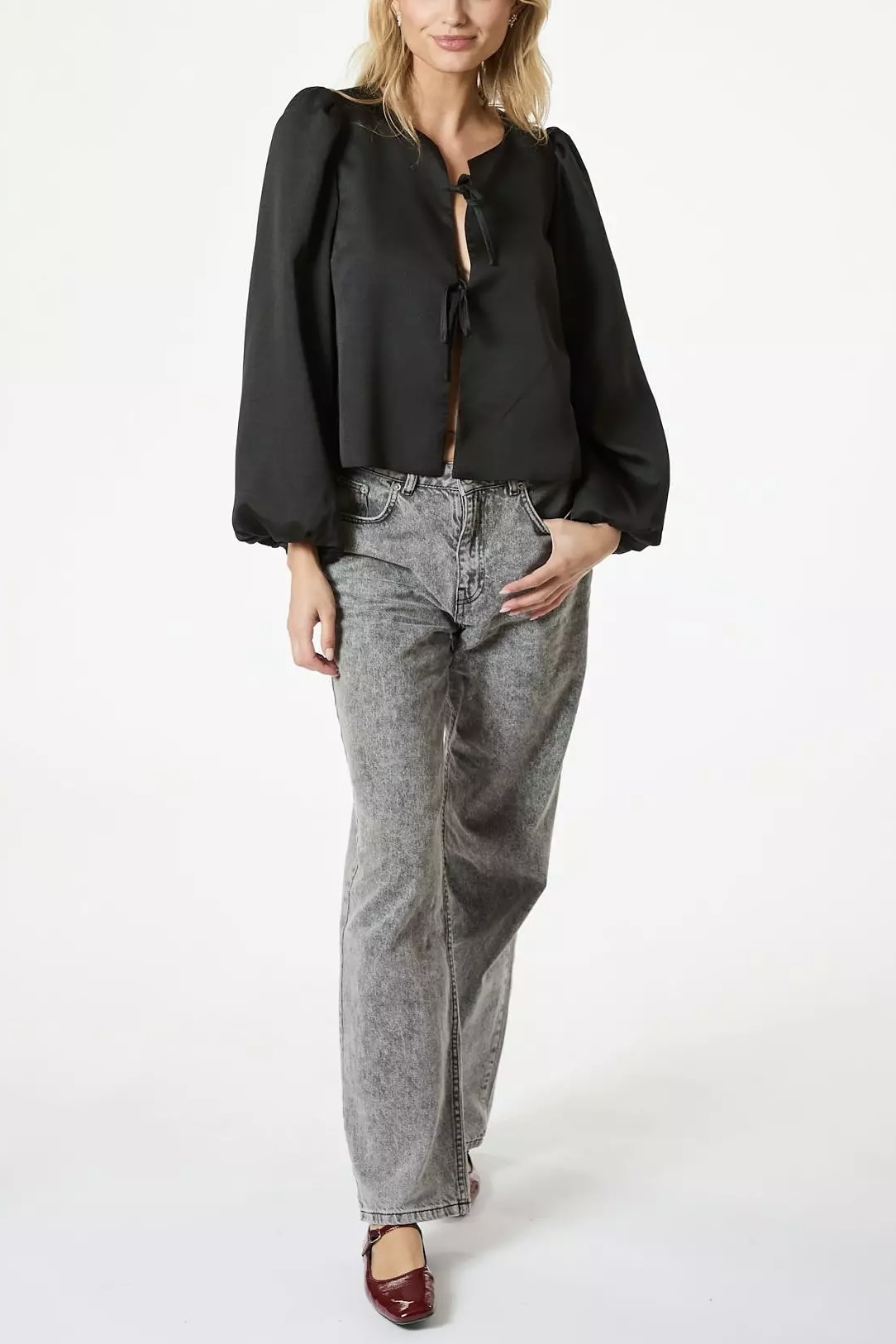 Neo Noir  - Daliska Dull Satin Blouse Black - 3