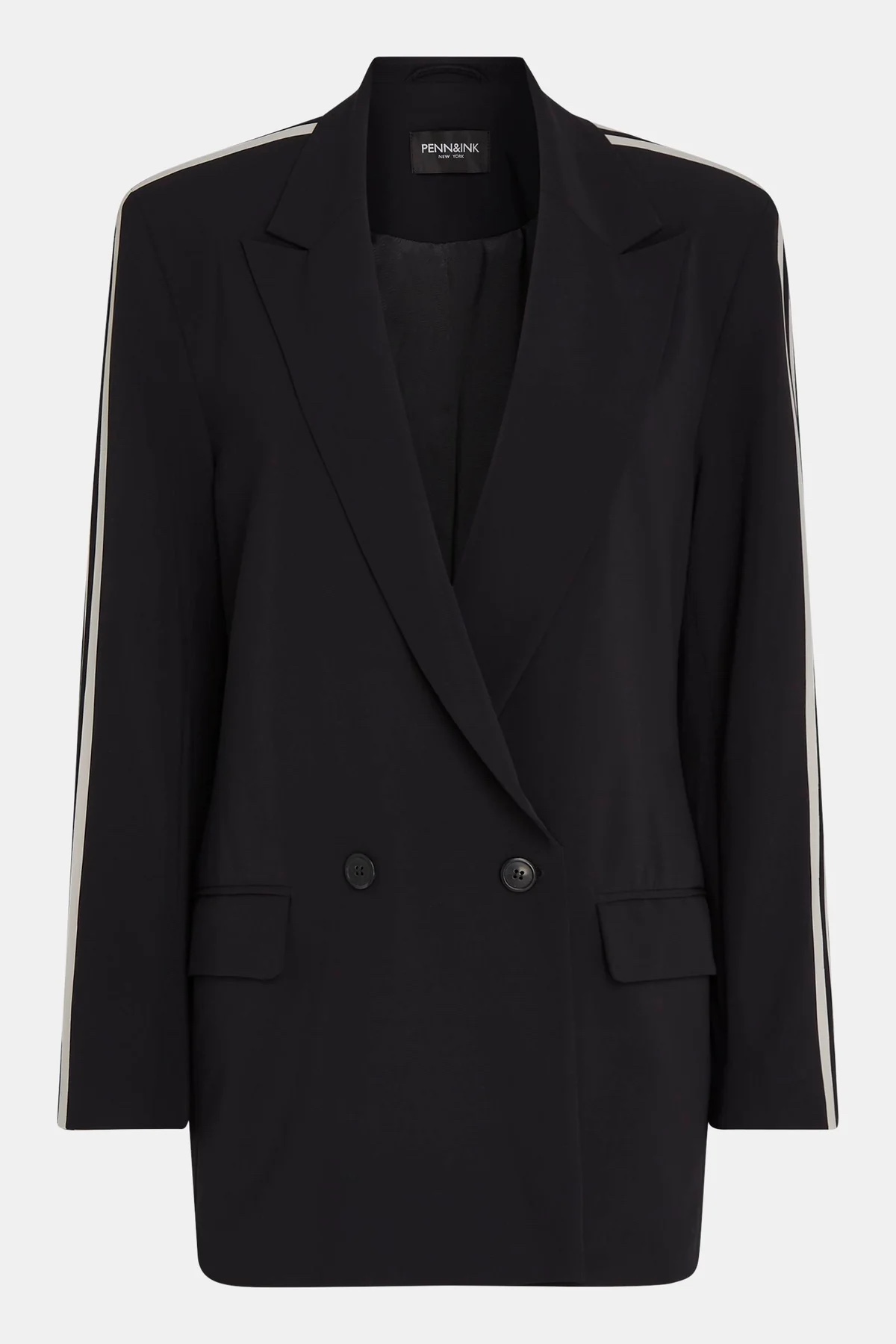 Penn & Ink NY  - Logan Stripe Blazer Black Sand - 3