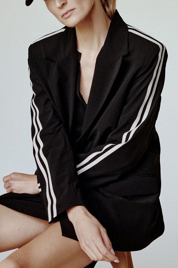 Penn & Ink NY  - Logan Stripe Blazer Black Sand