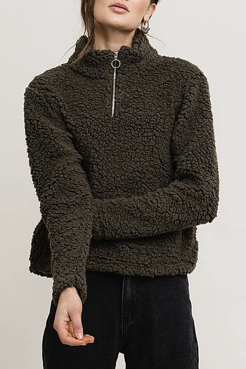 Rut & Circle - Agnes Teddy Sweater Olive Green