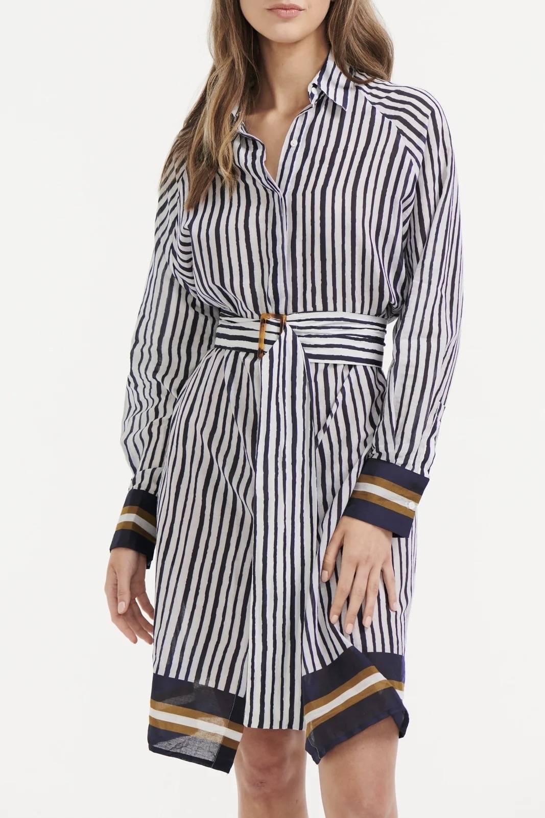 One Season - Jessie Middy With Belt Scopello Stripe  Cotton  Royal - 2