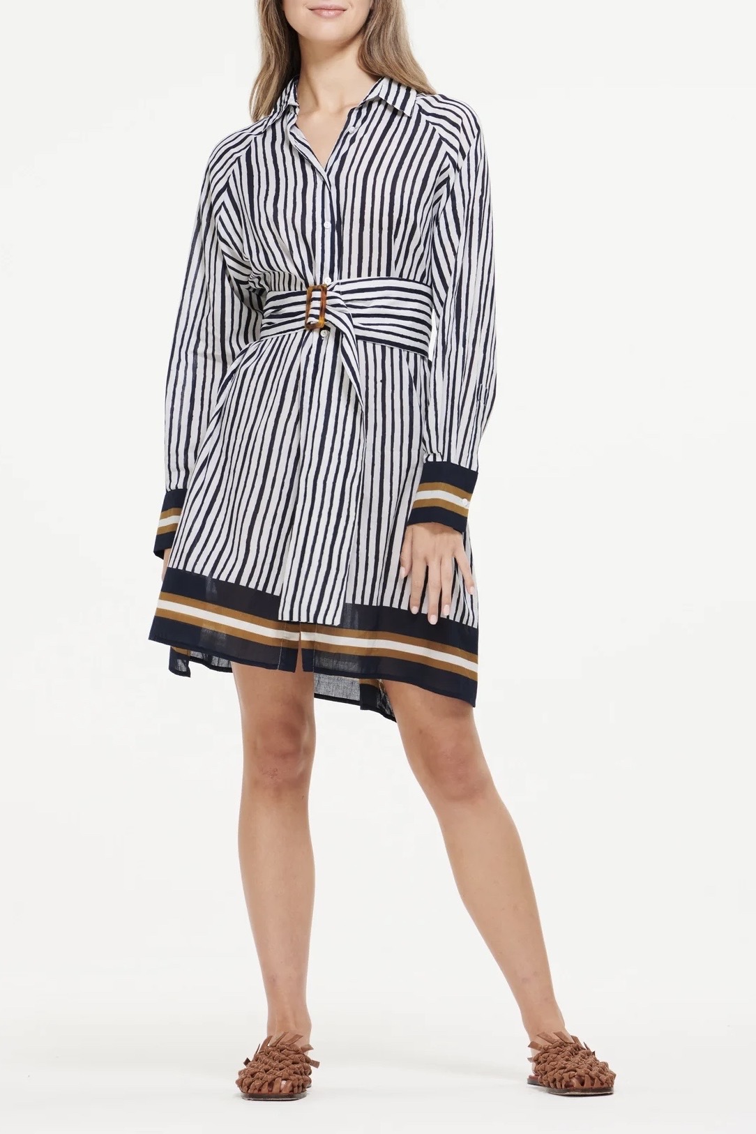 One Season - Jessie Middy With Belt Scopello Stripe  Cotton  Royal