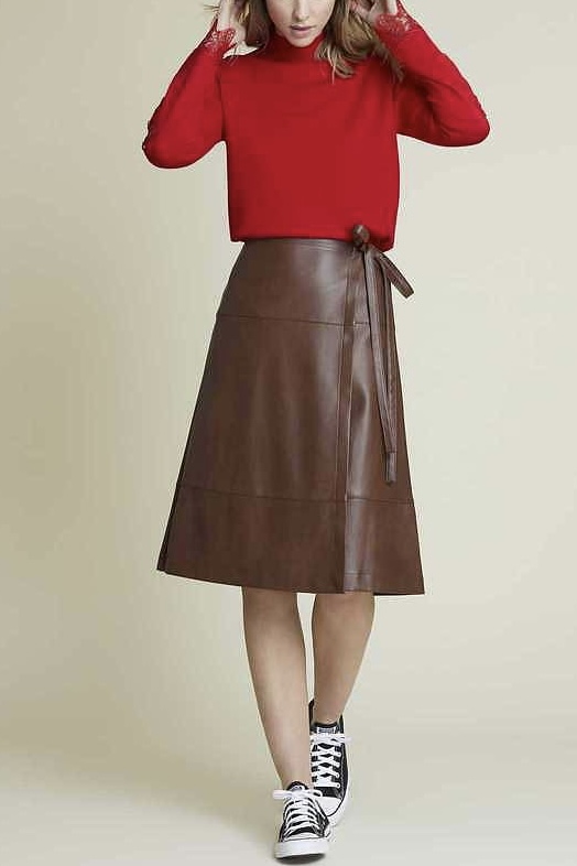 Derhy - Cacao Fake Skin Skirt Mocca