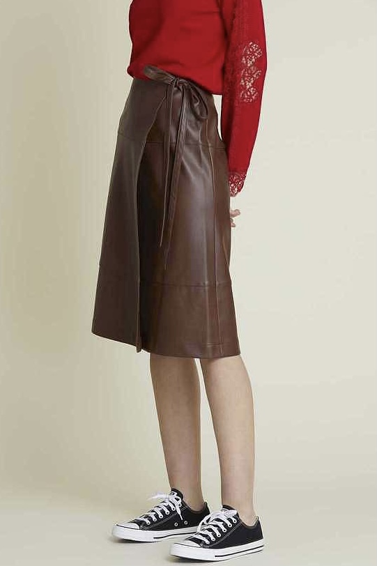 Derhy - Cacao Fake Skin Skirt Mocca - 3