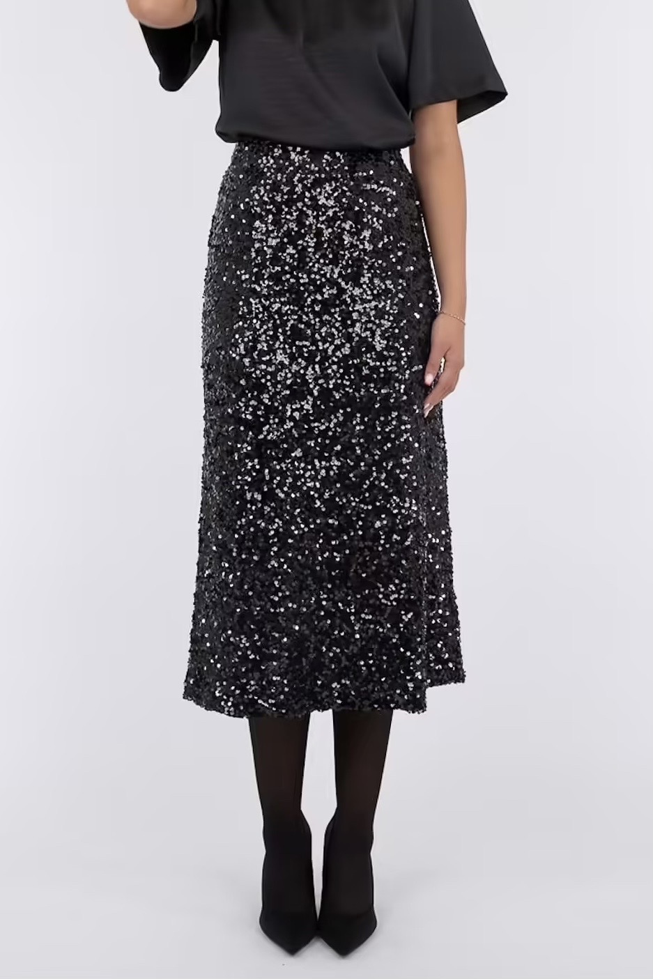 Neo Noir - Baira Fall Sequins Skirt Black - 6