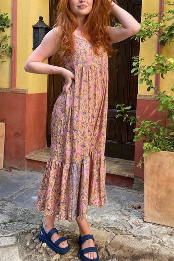 Black Colour- Luna Vero Boho Strap Dress Pastel Peach