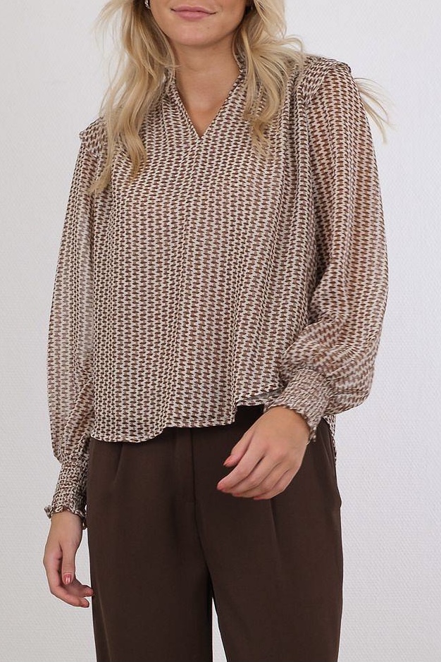 Neo Noir - Filja Abstarct Stripe Blouse Camel