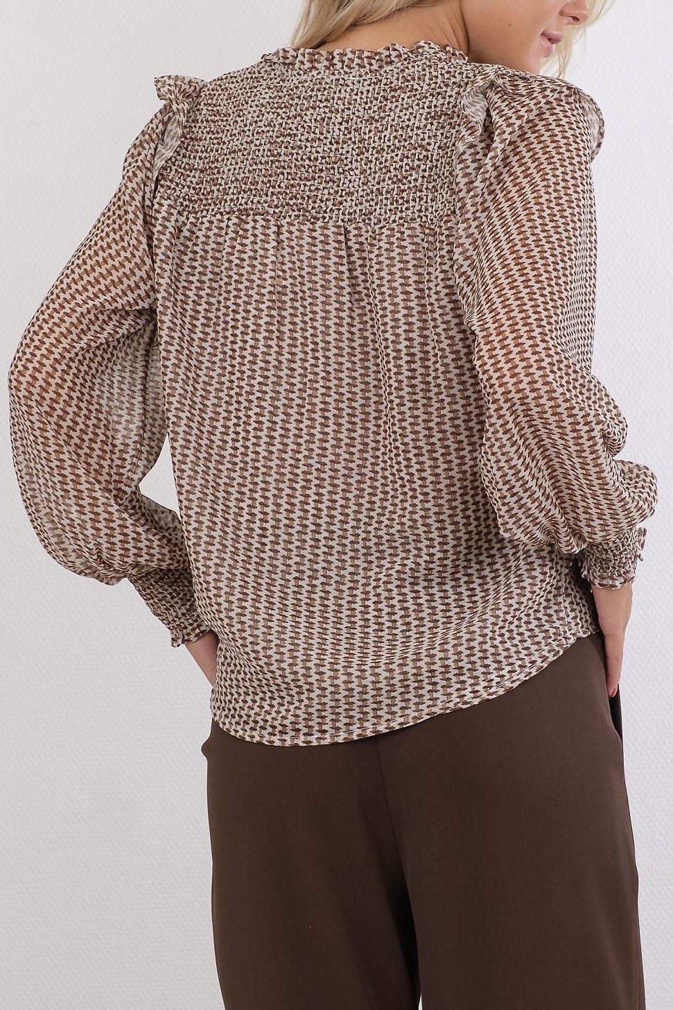 Neo Noir - Filja Abstarct Stripe Blouse Camel - 2