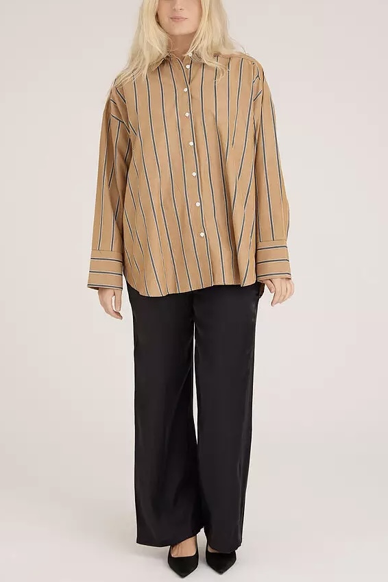 A-View - Magnolia Stripe Shirt Camel/Black