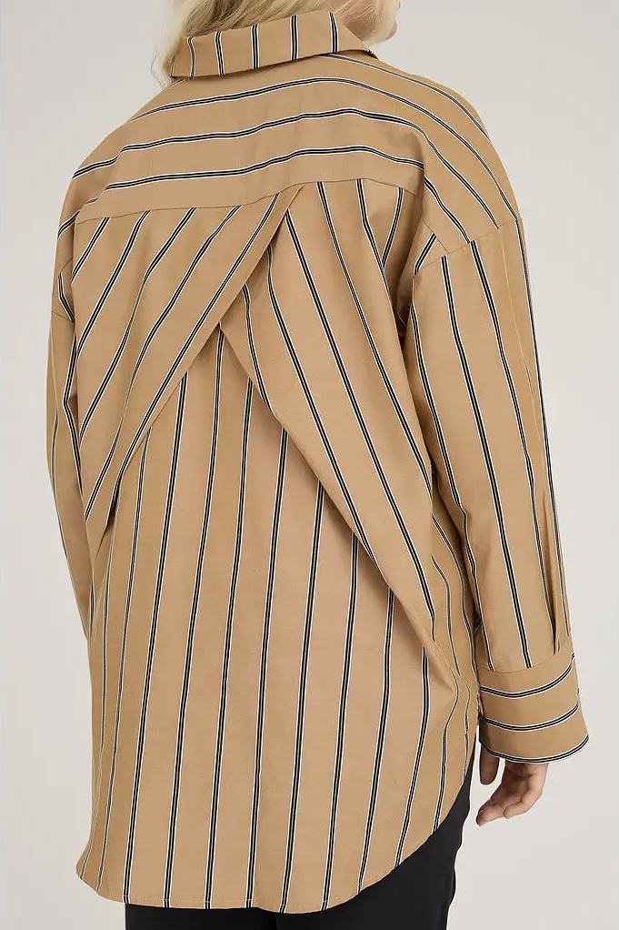 A-View - Magnolia Stripe Shirt Camel/Black - 2