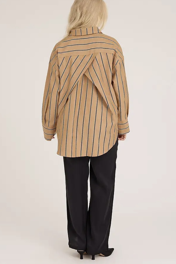 A-View - Magnolia Stripe Shirt Camel/Black - 3