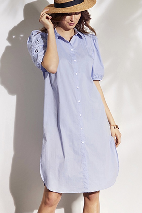 In Front - Jusephine Long Shirt Light Blue