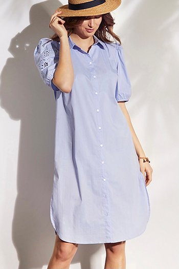 In Front - Jusephine Long Shirt Light Blue