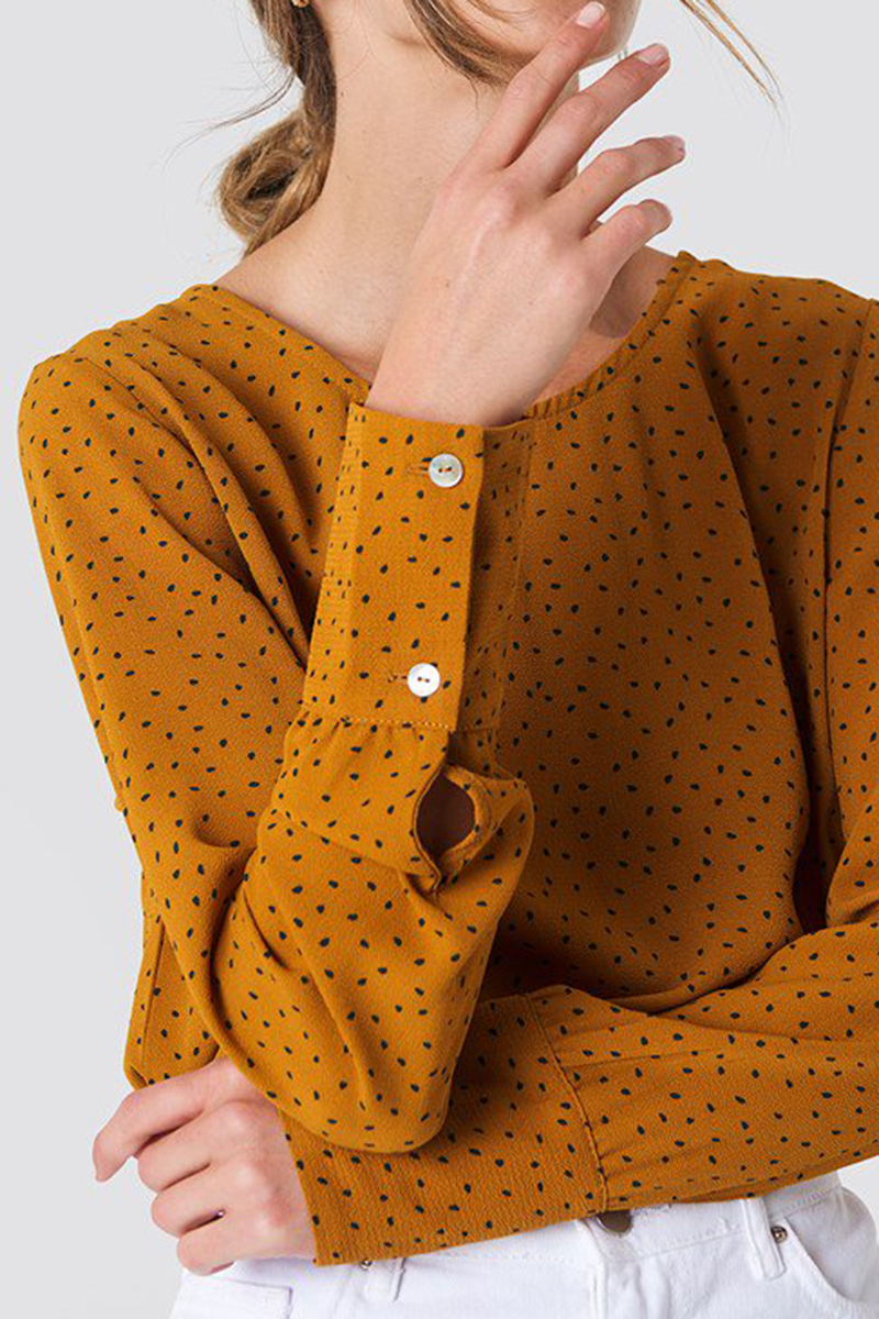 Rut & Circle  - Print Back Open Blouse Mustard