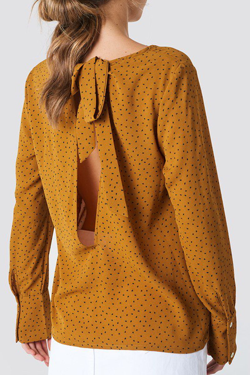 Rut & Circle  - Print Back Open Blouse Mustard - 3
